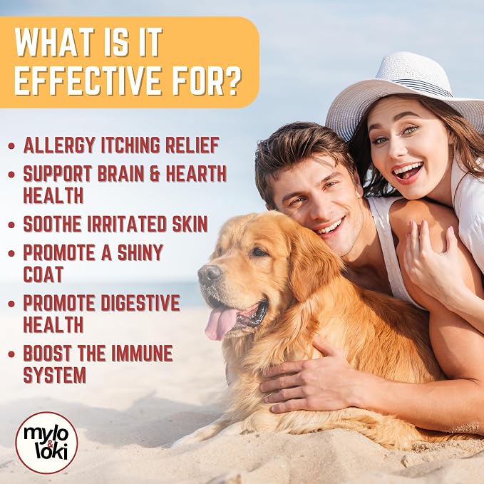 Mylo&Loki- Allergy & Itching Relief Chews for Dogs – Chicken Flavor, 120 Soft Chews – Supports Seasonal Allergy Relief, Itchy Skin, Coat Health, Digestive & Immune Support.