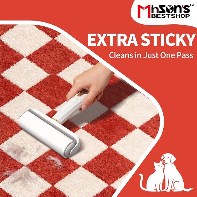 Minson’s BestShop Extra Sticky Lint Roller, 6.3” Extra Wide, 360 Sheets for Pet Hair Removal, The Solo Pack with 1 Ready to Use Handle & 3 Refills, Dog and Cat Lint Remover