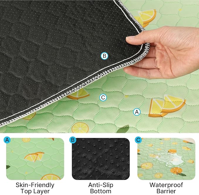 Washable Pee Pads for Dogs and Cats, 24x36In 5-Layer Ultra-Absorbent & Leak-Proof Potty Training Pads, Non-Slip Whelping Potty Pads for Housebreak Crates, Floors and Cars, 2 Packs Green