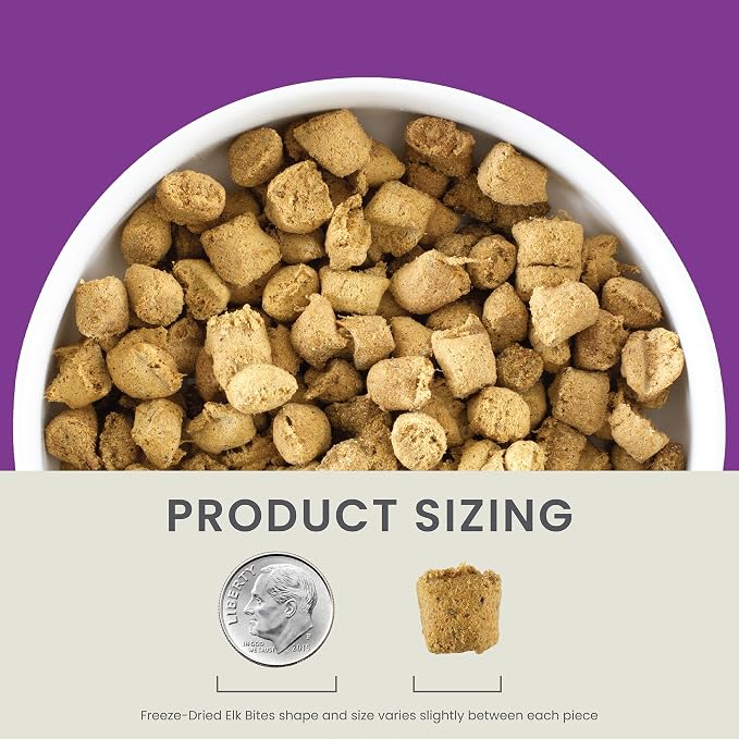 Muenster Freeze Dried Dog Food Topper Bites (5oz) - Farmhaus Elk Freeze Dried Dog Food w/Organic Minerals - Elk & Organ Meats Meal Toppers for Dogs - Dog Treats for Training