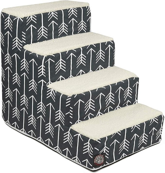 Majestic Pet 4 Step Portable Dog Stairs for Small Dogs to get on Bed Supports 250 lbs or Less – Dog Steps for High Bed with Machine Washable Cover –Pet Stairs for Cats Arrow Navy Blue