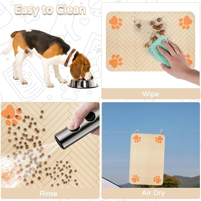 Pet Feeding Mat-Absorbent Dog Feeding Mat for Food and Water Bowl,No Stains Pet Placemat,Quick Drying Water Dispenser Mat for Dog and Cat,Easy to Clean Dog Accessories(S,Light Brown)