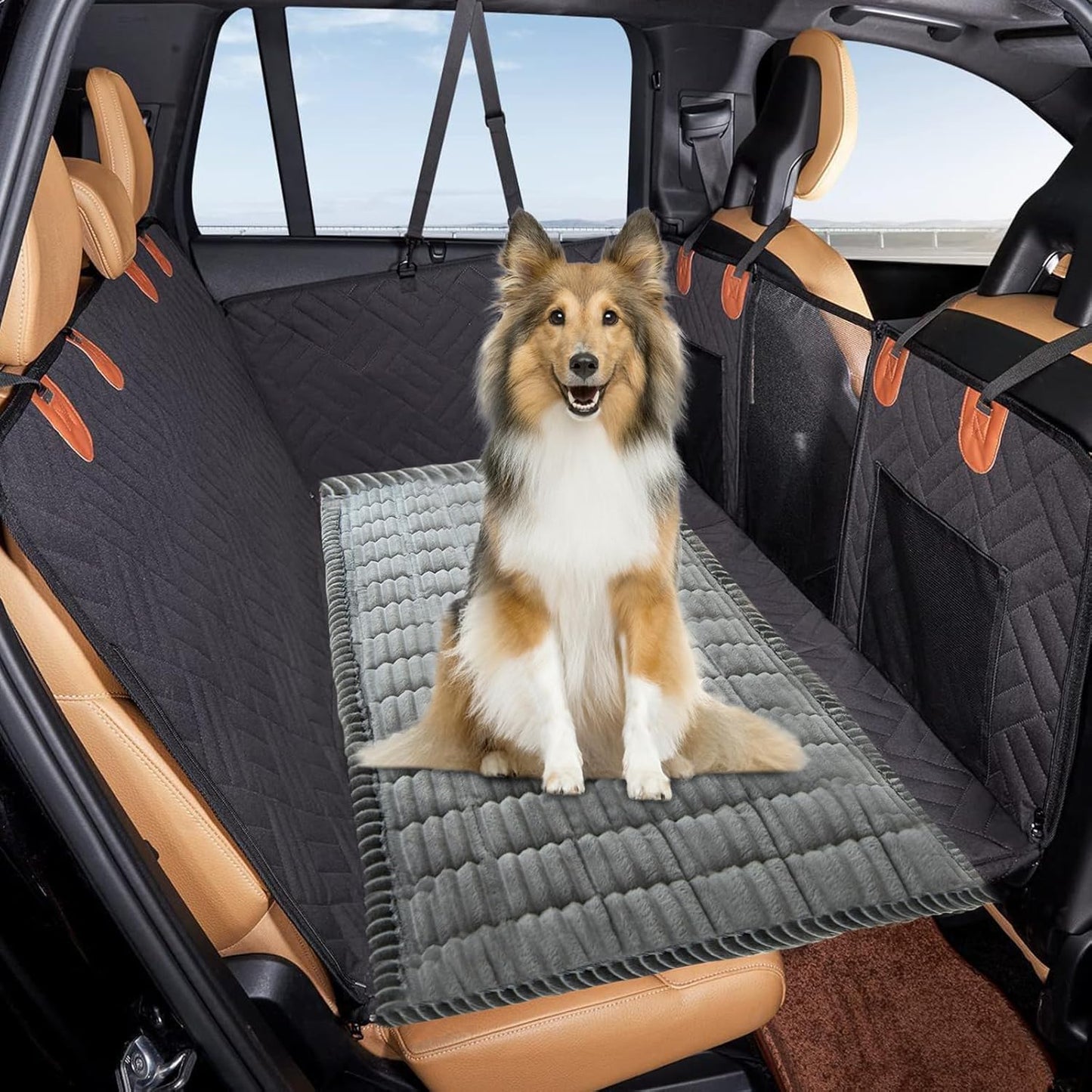 VClife Dog Bed for Car Backseat Anti Slip Pet Travel Bed, Soft Furry Cat Pet Bed Mat Washable Seat Cover for Car, Floor, Sofa, Portable Blanket, Custom Fit for Backseat Extender (Dark Gray, 59"×27.6")