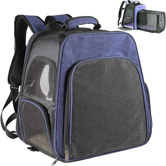 Pet Carrier Backpack,Dog Cat Carrier Backpack,Expandable with Breathable Mesh for Small Dogs Cats, Puppies,Airline-Approved for Hiking Travel Camping Outdoor Hold Pets Up to 22 Lbs