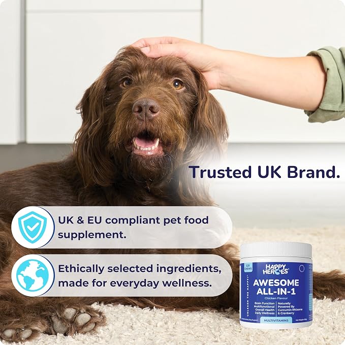 Awesome All-in-1 Dog Treats, 100% Natural Supplement, Supports Dog Joint Health, Cognition, Skin & Coat, Allergy and Itch Relief, with Probiotics for Gut Health, 120 Soft Chews