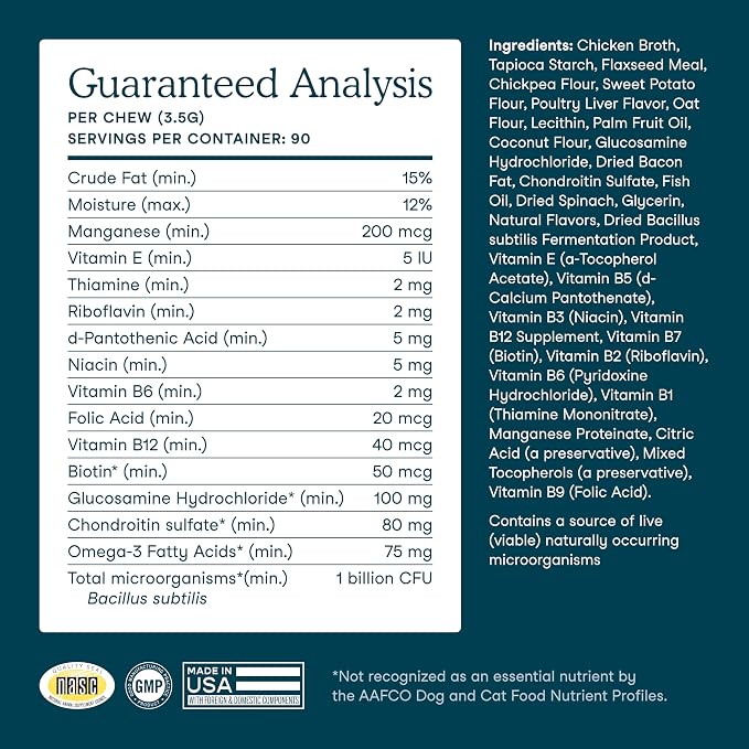 Fera Pets Dog Multivitamin Chews with Glucosamine and Probiotics - Essential Dog Vitamins & Minerals - Promotes Healthy Digestion & Joints - Boosts Skin & Coat Health with Omega-3s - 90 Soft Chews
