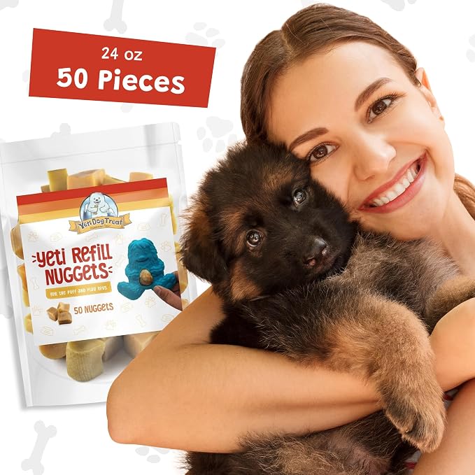 Yeti Refill Nuggets for Puff and Play Dog Toys - Natural Himalayan Yak Cheese Treats, Promotes Dental Health, Suitable for All Dogs, Ideal for Interactive Chew Toys and Dispensers, 50 Pieces, 24 Oz