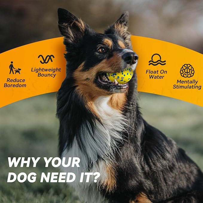 FUSOTO 4Pcs Dog Balls, Tennis Balls for Dog Aggressive Chewers, for Large Medium Small Puppy, Training Catch&Fetch, Water Floats Toys, Yellow