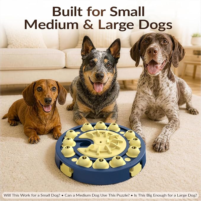 KADTC Dog Puzzle Toy, Large Size, 3 Levels of Step-by-Step Challenge 4 Ways to Play Beginner to Advanced Slow Feeder & Mental Stimulation for Smart Dogs Enrichment Toys