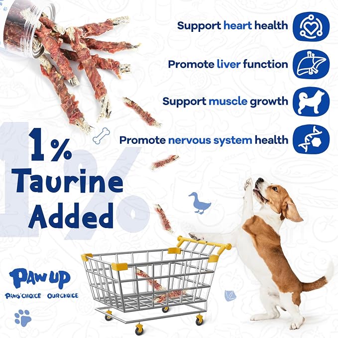 PAWUP Cod Skin Dog Treats with Duck & Chicken, High Protein & Omega-3, Natural Dog Chews with Taurine, 25 Ounce Jar