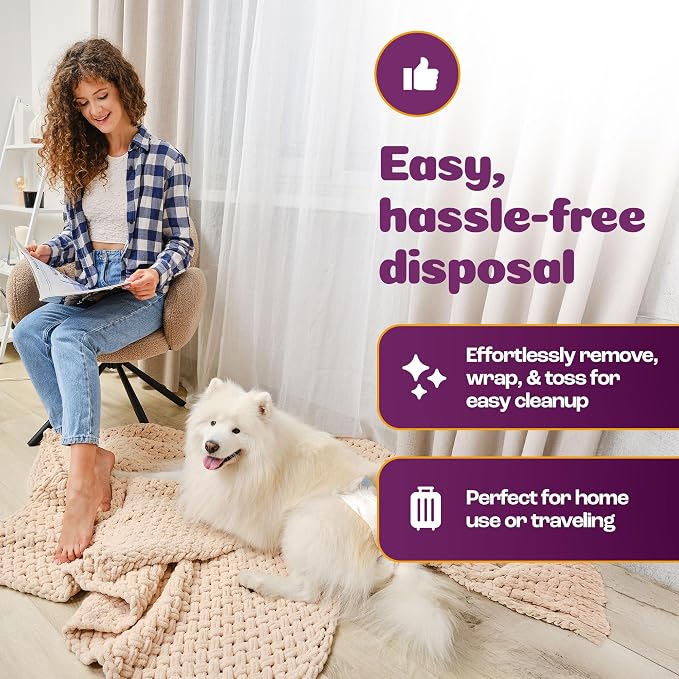Inspire Pet Care Dog Diapers Female Dogs | Bulk Value Doggie Incontinence, Accidents, for Heat, Pee or Period and Housebreaking (Large (30 Count))