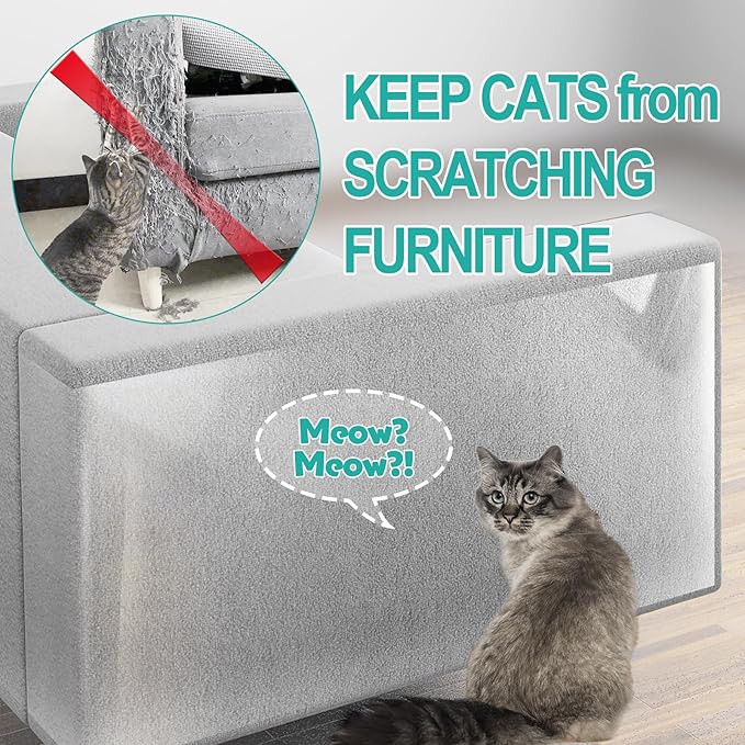 190"x17" Heavy Duty Anti Cat Scratch Furniture Protector, Flexible Couch Corner Protector from Cats Claws, Single-Sided Self Adhesive Cat Scratch Deterrent Tape