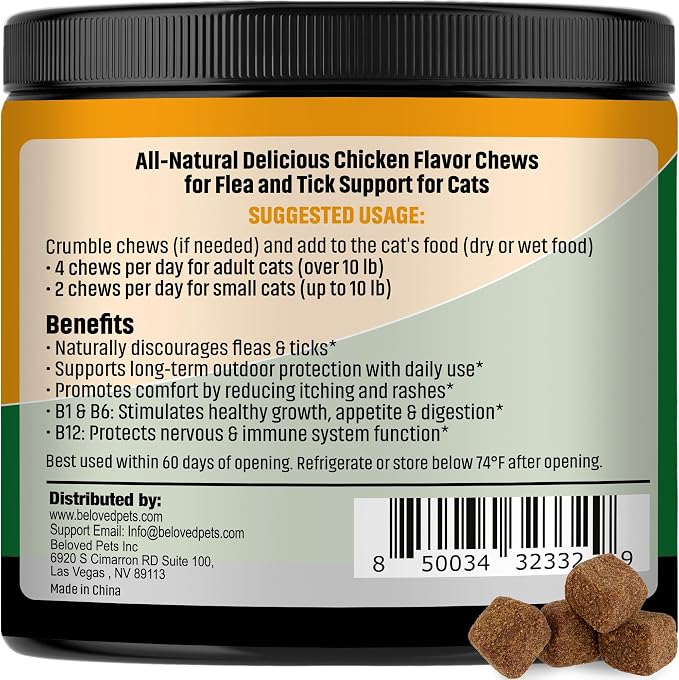 Flea and Tick Prevention Chewable Pills for Dogs and Cats - Revolution Oral Flea Treatment for Pets - Pest Control & Natural Defense - Chewables Small Tablets Made in USA (Chicken (for Cats))