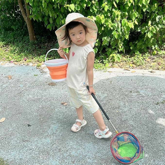 Fishing Nets with Bucket Fishing Retractable Landing Net Lightweight Aluminum Pole with Non-Slip Handle for Catch and Release and Release Frogs Butterfly Youth Outdoor