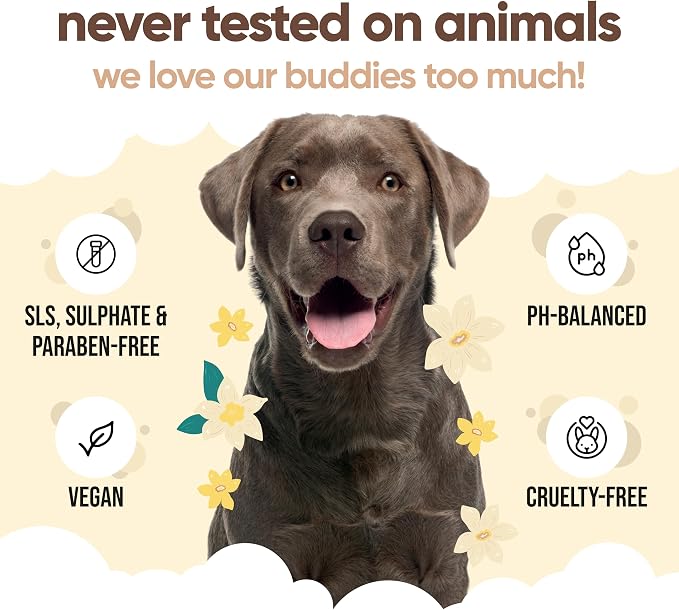 Buddycare Vanilla & Shea Butter Dog Shampoo - (33.8oz) Itch Relief & Dog Shampoo Sensitive Skin Care, Dog Shampoo and Conditioner, Premium Dog Grooming Supplies for All Breeds