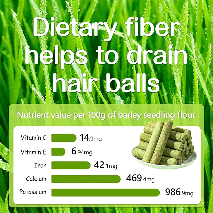 100g Cat Grass Teething Stick, Freezed Drying Cat Grass Sticks Snacks for Cats, Edible Cats Treats for Teeth Cleaning and Hairball Removal