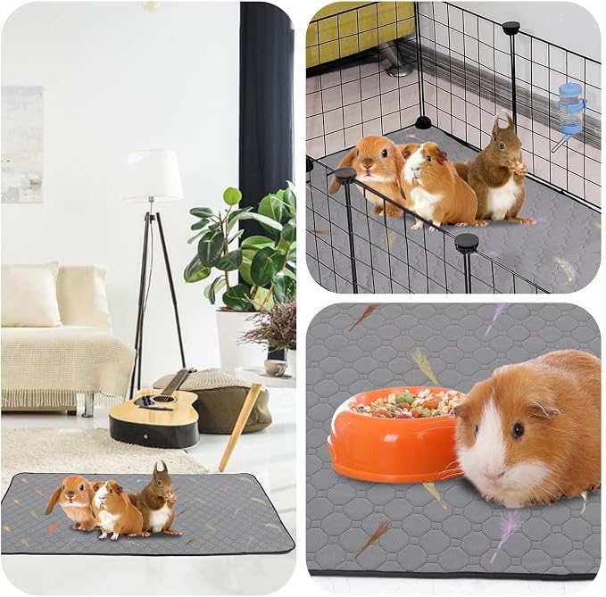 2Pcs Guinea Pig Cage Liners,Guinea Pig Fleece Cage Liners28''X56'' Super Absorbent Washable Pee Pads Reusable for Rabbit Hamster Chinchilla