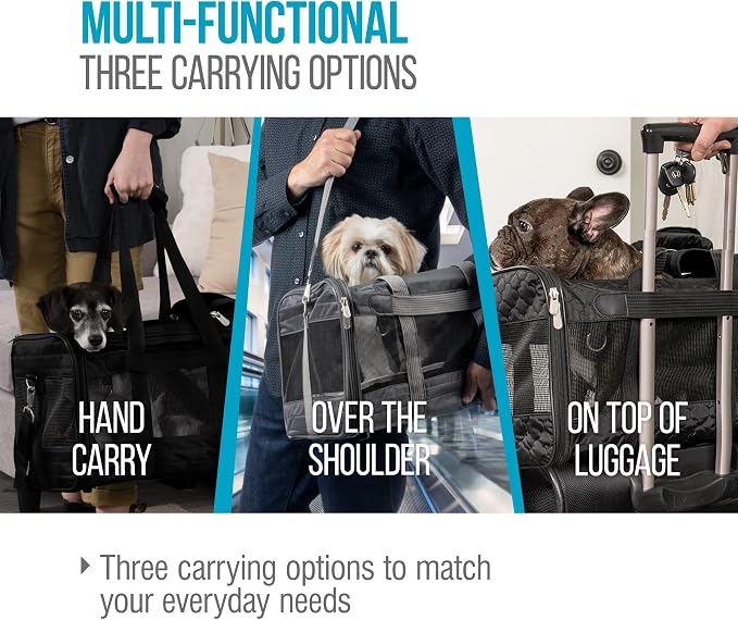 Sherpa Delta Airlines Travel Pet Carrier, Airline Approved & Guaranteed On Board - Black, Medium