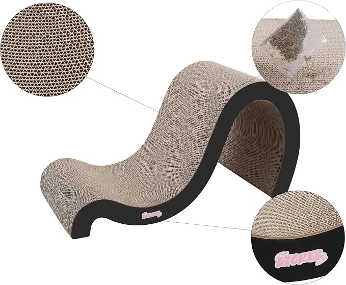 CSR1013A Kona 27" Modern Cardboard Double-Sided Wave Cat Scratcher with Catnip, Ink