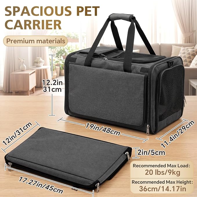 Bike Pet Bag for Tricycle, Foldable Rear Basket Bag with Mesh Ventilation & Secure Straps for E-Trike, Waterproof Polyester, Quick-Release Pannier, for Small Dogs & Cats up to 22 Lbs