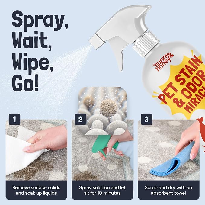 Sunny & Honey Pet Stain and Odor Remover - Enzyme Cleaner for Dog Urine and Poop on Carpets and Furniture - Strong Pet Carpet Cleaner Spray (32fl oz Fall Spice)