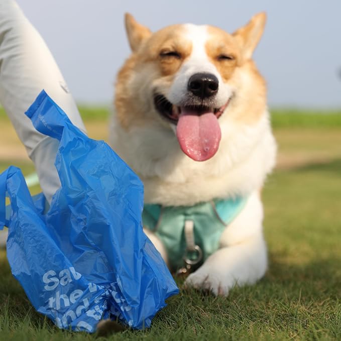 Deo Doo Dog Poop Bags with Handles 9 Rolls 108 Counts Big Sizes Leak Proof and Extra Thick Waste Bags Refill Rolls for Walking Small Medium Large Dogs Cats Litter With Holder Iris Scented
