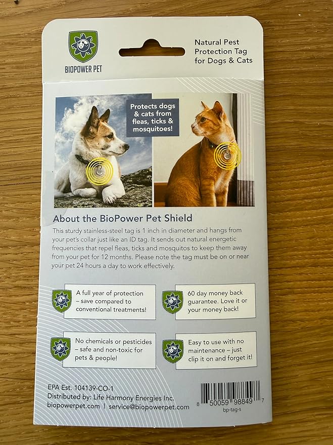 Shield Tag - Natural Flea & Tick Repellent Collar Tag for Dogs & Cats - Waterproof, Lasts 12 Months - Stainless Steel Pendant - Small Tag (<10 Lbs) - 3 Pack