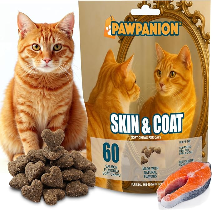Skin & Coat Soft Chews for Cats Shedding Control 60 Count