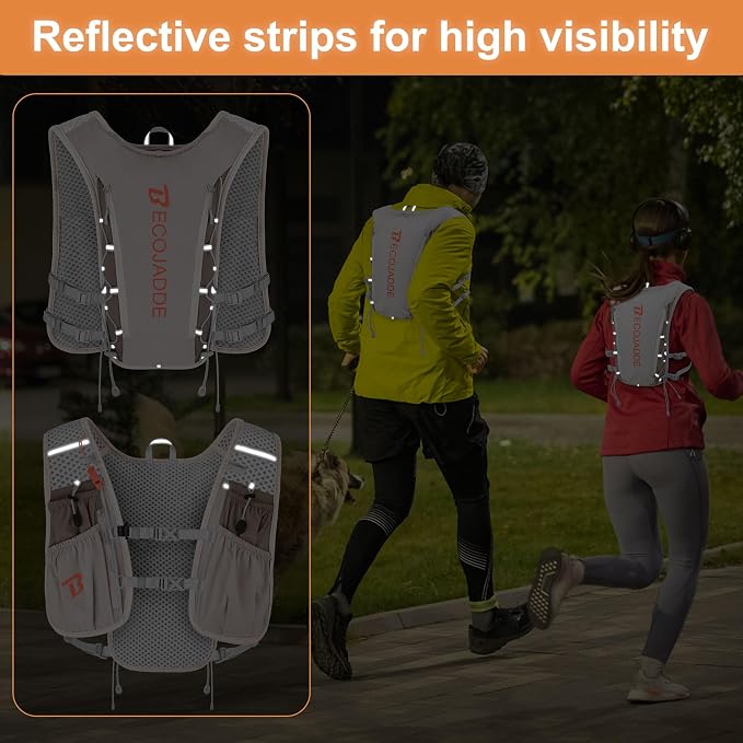 BECOJADDE Running Vest Hydration Backpack for Men Women, 5L Lightweight Running Backpack Hydration Pack for Marathon, Trail, Cycling, Hiking, Jogging