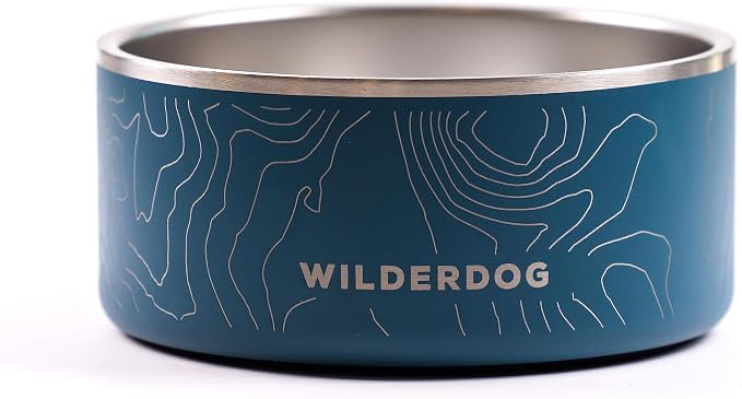 Widlerdog Stainless Steel Dog Bowl with Extra Durable Kitchen-Grade BPA-Free Stainless Steel with Non-Slip Rubber Ringed Bottom (Pacific Blue, 32 oz)