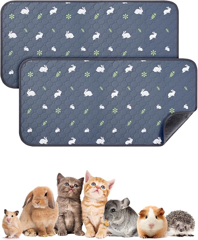 2 Pack 24 x 48 Inch Guinea Pig Cage Liners - Washable Guinea Pig Pee Pads, Reusable & Anti Slip Guinea Pig Bedding Fast and Super Absorbent Pee Pad for Small Animals Reusable Training Pads
