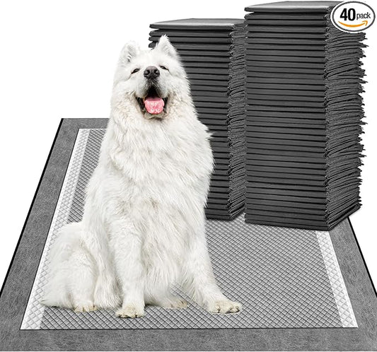 MIZOK Pee Pads for Dogs 30x36in Charcoal Dog Pads XL, Super Absorbent Odor Eliminating Leak-Proof, Dog Pee Pads with Activated Carbon for Large Breeds, Disposable (40 Count)