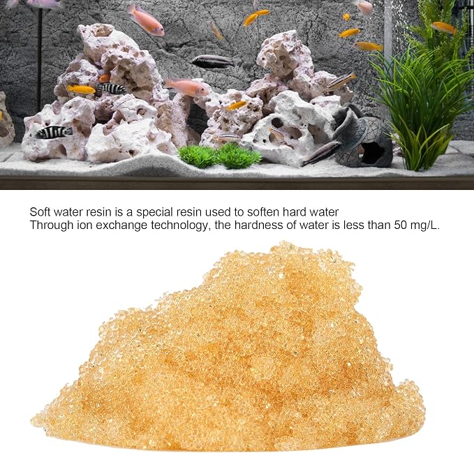 HEEPDD Aquarium Water Softener Resin, 500ML Ion Exchange Filter Media, GH Reducer Pillow for Fish Tank