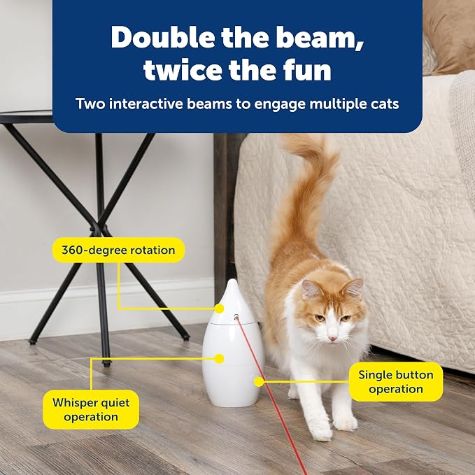 PetSafe Zoom Rotating Laser Cat Toy Includes 2 Interactive Laser Lights