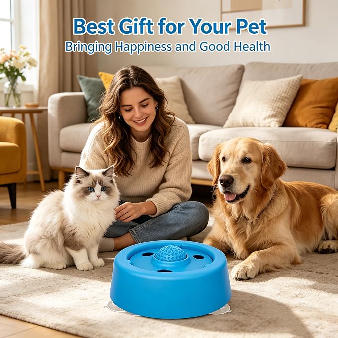 Slow Feeder Dog Bowls for Liquid Treats,Dog Licking Bowl with Rolling Ball Slow Feeder Bowl,Anti-Slip Spill-Proof Pet Dogs Lick Bowl Anxiety Relief Lickable Toys for Small and Medium Sized Dogs Cats