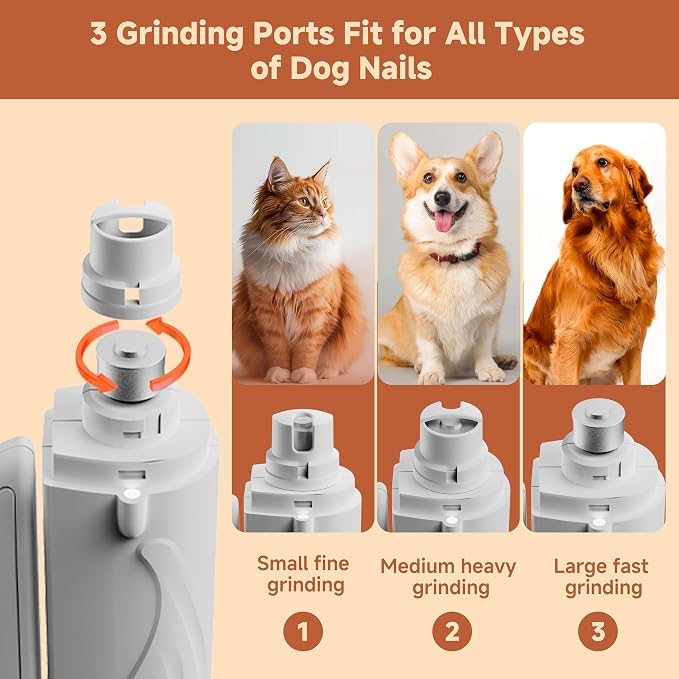 2-in-1 Dog Nail Clippers with Lights 2 LED & Dog Nail Grinder Quiet, Dog Nail Trimmers, USB Rechargeable and Splash Guard, Pet Nail Grinder for Small, Medium, and Large Dogs & Cats