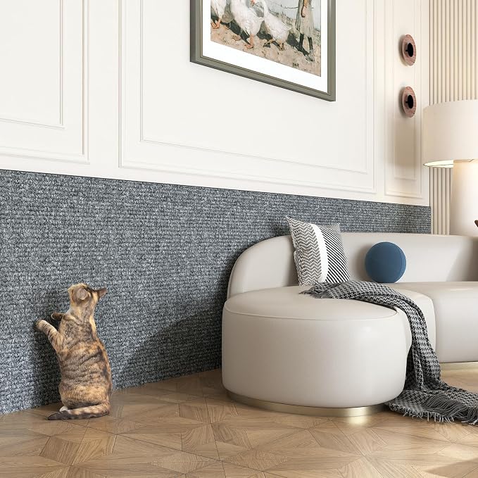 Yenhome 15.7"X80" Self-Adhesive Cat Scratch Mat for Covering Pad Post Cat Scratch Furniture Protectors from Cats Scratching Grey White Anti Scratch Furniture Protector for Couch, Sofa, Wall & Door