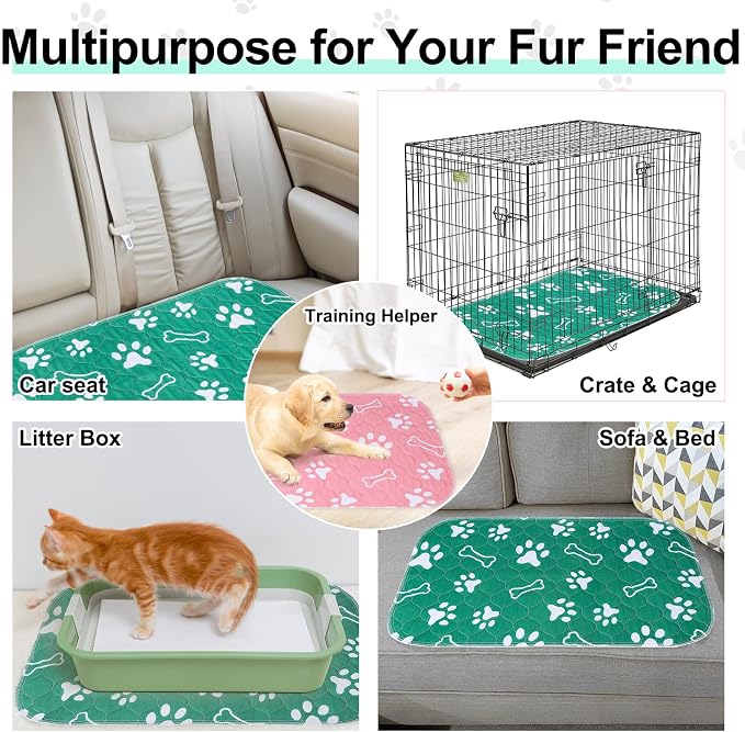 BEAUTYZOO 6 Pack Washable Pee Pads for Dogs, Reusable Puppy Pads for Potty Training, Waterproof Super Absorbent Whelping Pads, Mats Non Slip Against Urine for Small Medium Dogs Cats, 16" x 24"