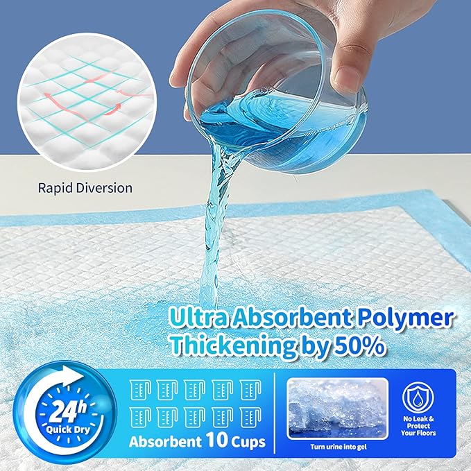 Upgrade Leak-Proof Pet Training and Puppy Pads, Jumbo Pee Pads for Dogs with Thicken Polymer Heavy Absorbency, Quick Dry Disposable Pee Pads for Cats Dogs - 30 Counts