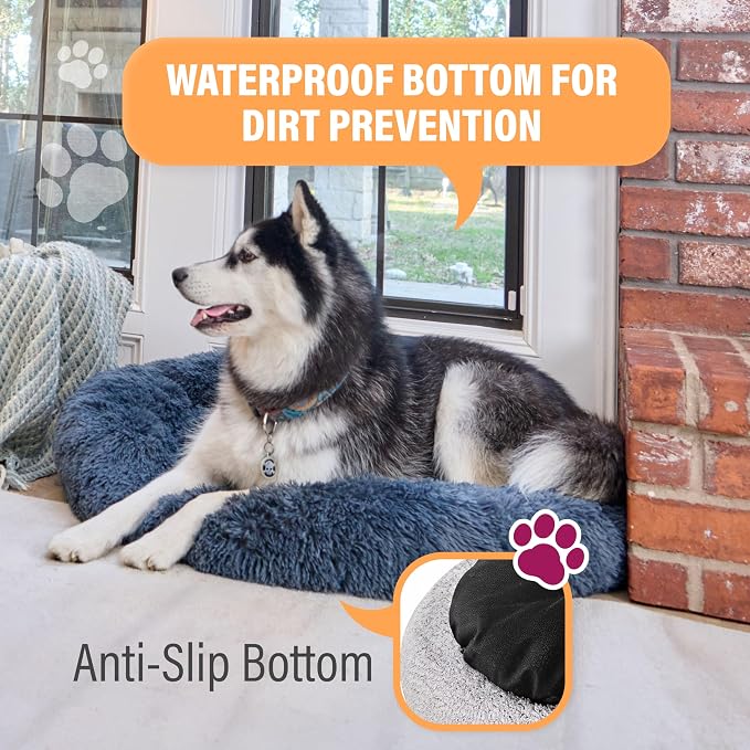 Active Pets Dark Grey Dog Bed Up to 100lbs, Calming Orthopedic Pet Bedding for Anxiety Relief, Joint Support & Comfort, Washable Dog Furniture