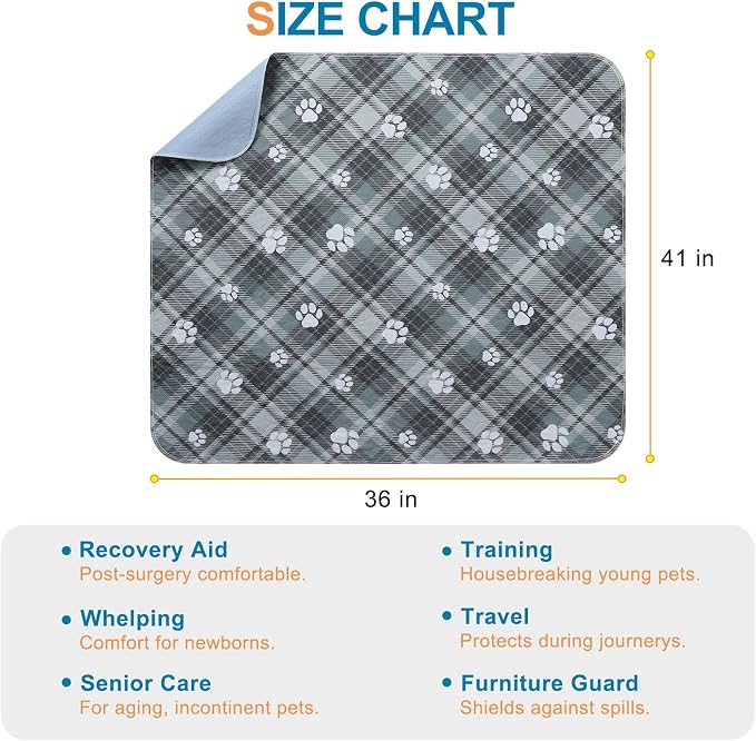 BEAUTYZOO Washable Pee Pads for Dogs, 4 Pack Reusable Puppy Pads, Super Absorbent Dog Pee Pads for Pet Training, Housebreaking and Incontinence, Non-Slip Potty Pads for Floor, Crate, Couch, 36" x 41"