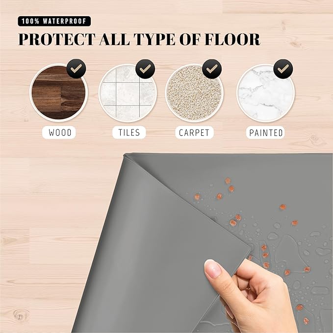 AVERYDAY 100% Waterproof Thicker Silicone Dog Food Mat, 0.63'' Raised Edge Bowl Mat for Food & Water, Non Slip Pet Feeding Placemat for Messy Drinkers, Perfect for Large Medium Small Breeds, 18"x10"