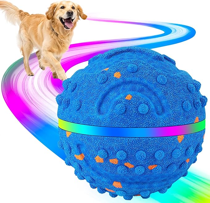 Interactive Dog Toys, Waterproof Smart Dog Ball, Rechargeable Moving Bouncing Dogs Ball with RGB Lights, 3 in 1 Play Modes Keeps Dogs Busy, E-TPU Material for Small Medium Dogs