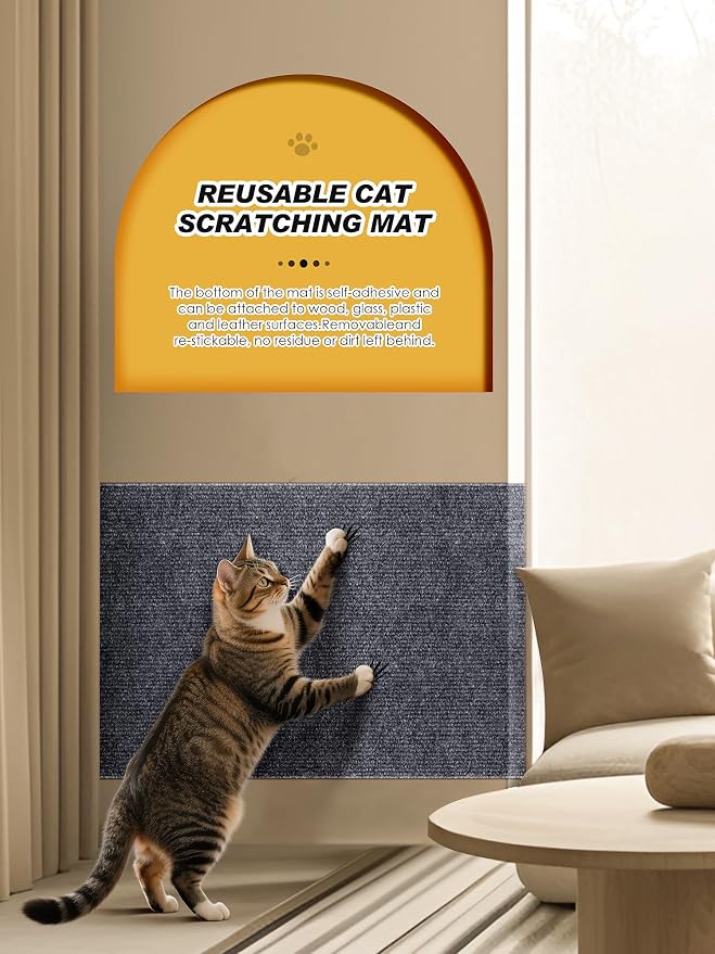 2PCS 39.4"x15.8" Cat Scratch Furniture Protector - Dark Gray | Less claw damage, easier scratch-zone setup, worn post refresh, cleaner couch corners, softer look for cat homes