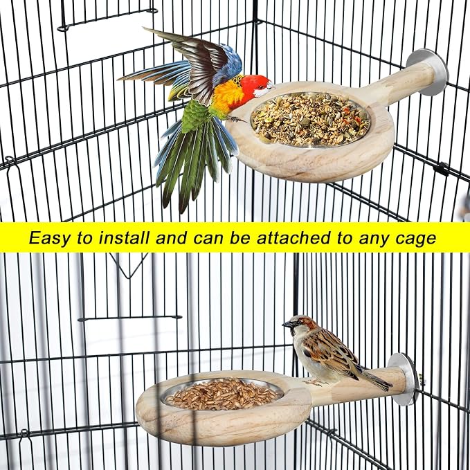 ASOCEA Large Bird Cage Seed Cather and 2 Pack Bird Perch Feeding Cup