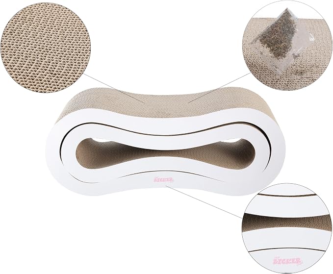 CSR1014B Suvi 26" Modern Cardboard Infinity 2-in-1 Lounge Bed Cat Scratcher with Catnip, Cloud