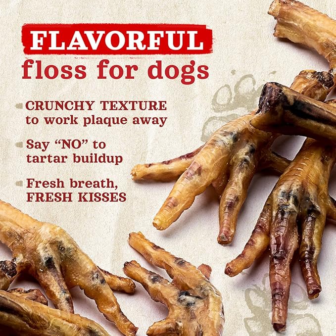 Natural Farm Nail-Free Chicken Feet for Dogs (20 Count), Single Ingredient Crunchy Dog Treats, High Protein, Low Calorie, Natural Joint & Dental Support, Great for Small, Medium, Large Breeds
