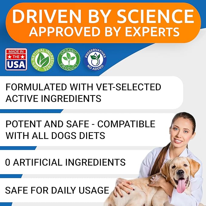 Liquid Collagen for Dogs w/Glucosamine (16 OZ) Advanced Mobility Joint Supplement for Dogs - Advanced Formula w/Chondroitin, MSM - Hip & Joint + Skin & Coat Care - Made in USA