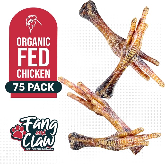 Nail-Free Chicken Feet for Dogs, 75 Count Bulk Pack — Single-Ingredient Air-Dried Dog Chews, Glucosamine and Chondroitin Joint Support, Grain-Free Natural Treat for Hip Health