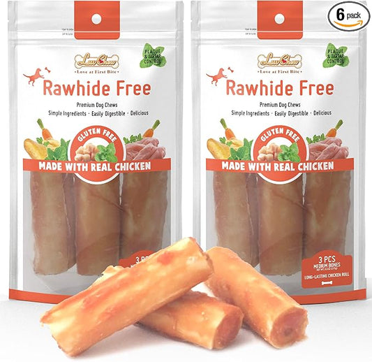 LuvChew Premium Dog Chew Treats Chicken Retriever Rolls for Large Dogs, Rawhide Free, Grain Free, Highly Digestible,Large 7" 2pcs/Pack x 2pack